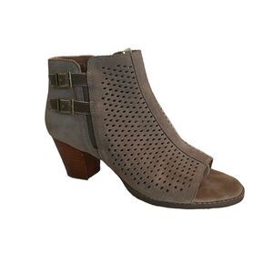 Vionic Chryssa Suede Ankle Open Toe Boots, Size 9